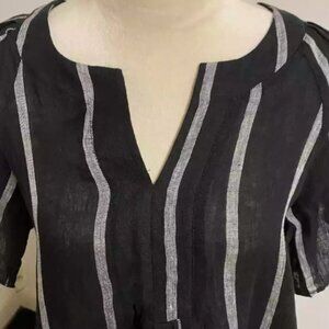 Miou Muse Linen V-Neck Stripe Dress